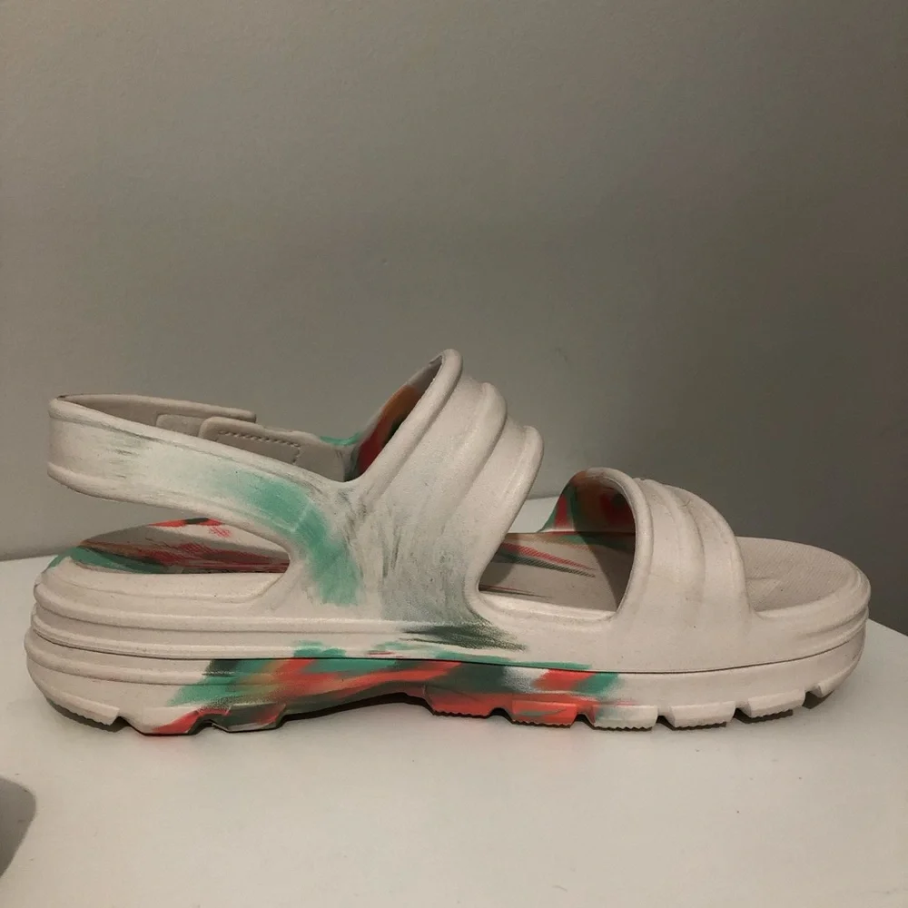 Hunter Bloom Algae Foam Slide Sandals White Marbled Tie Dye Women’s US 10 UK 8